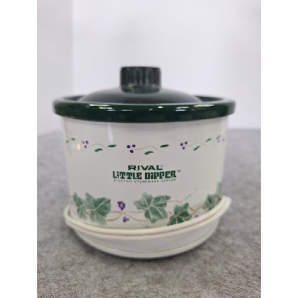Rival Little Dipper Electric Stoneware Server 1.5 Quart Green Ivy Floral - Picture 2 of 6